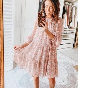 H&M Conscious Wide-cut Floral Pink Print Dress
